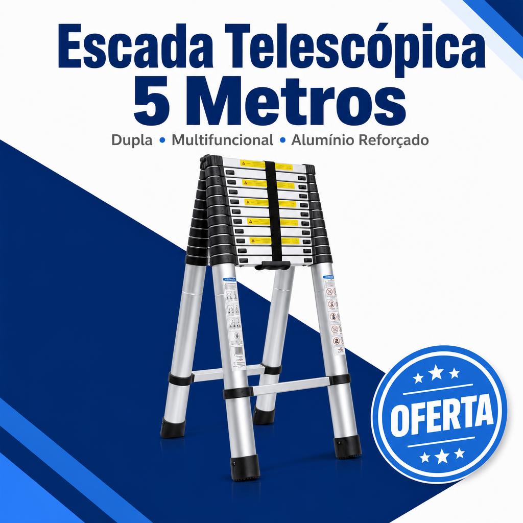 Escada Telescópica 5 Metros Multifuncional em Alumínio
