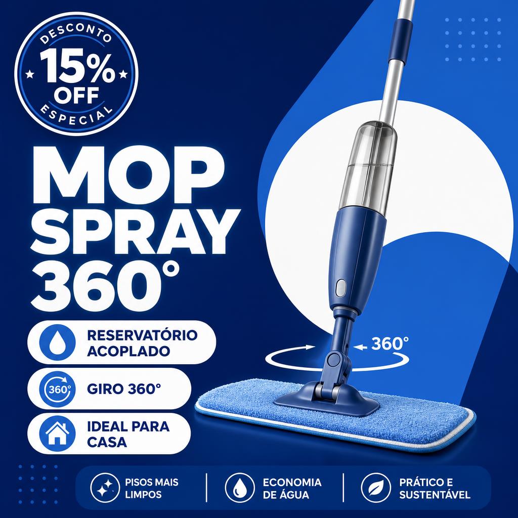 Mop Spray 360° com Reservatório de Água Acoplado