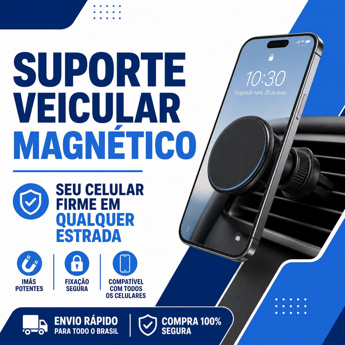 Suporte Veicular Magnético de Celular para Saída de Ar