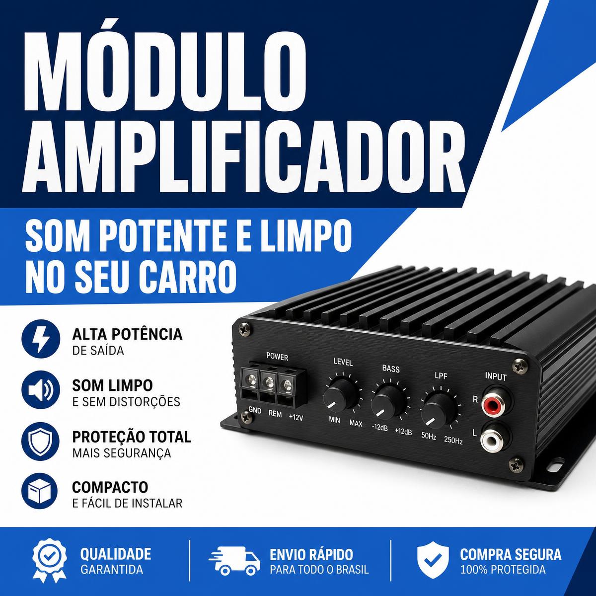 Módulo Amplificador Automotivo Compacto para Som do Carro